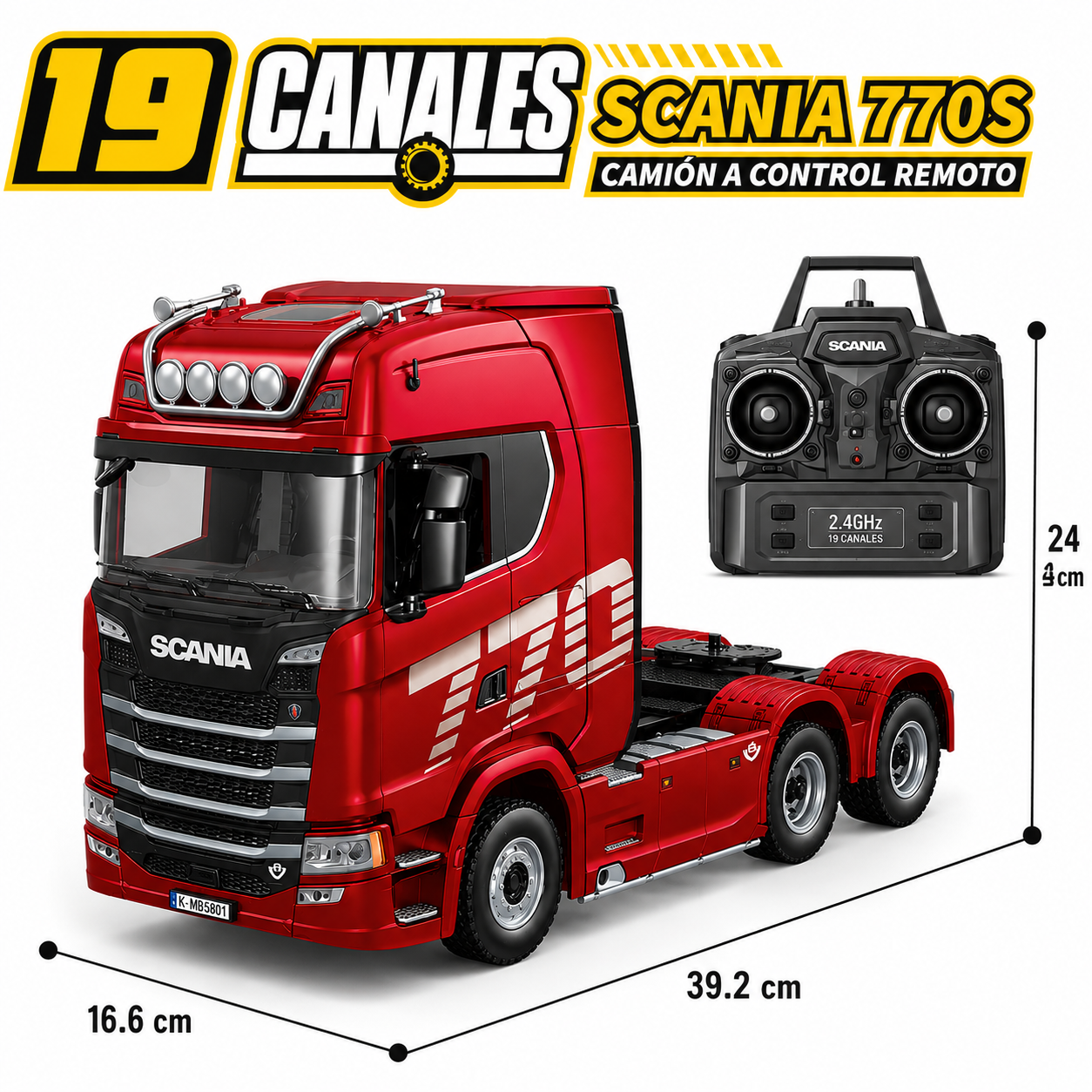 Camión Scania Verde RC Metálico Huina 1501 1:18