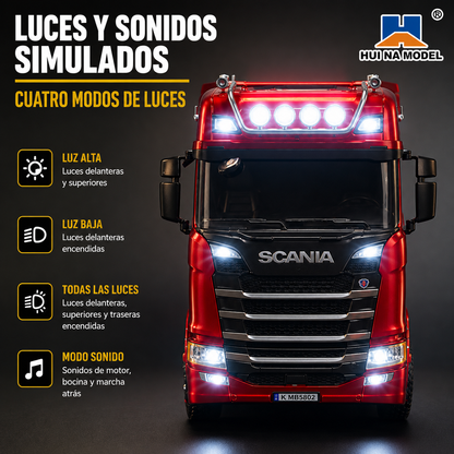Camión Scania Rojo RC Metálico Huina 1501 1:18