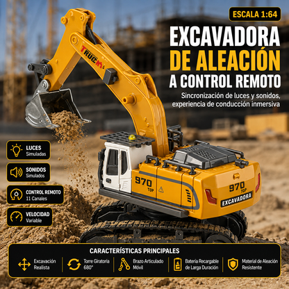 Mini Excavadora RC 1:64 Funcional