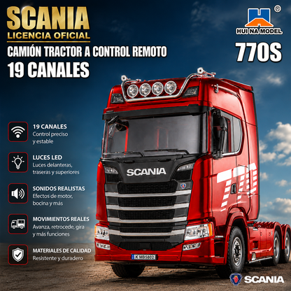 Camión Scania Rojo RC Metálico Huina 1501 1:18