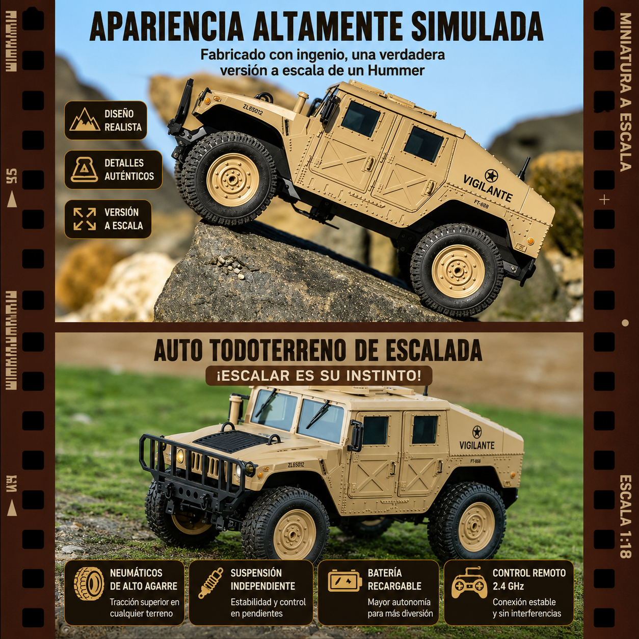 HUMVEE Vehículo Militar RC Todoterreno