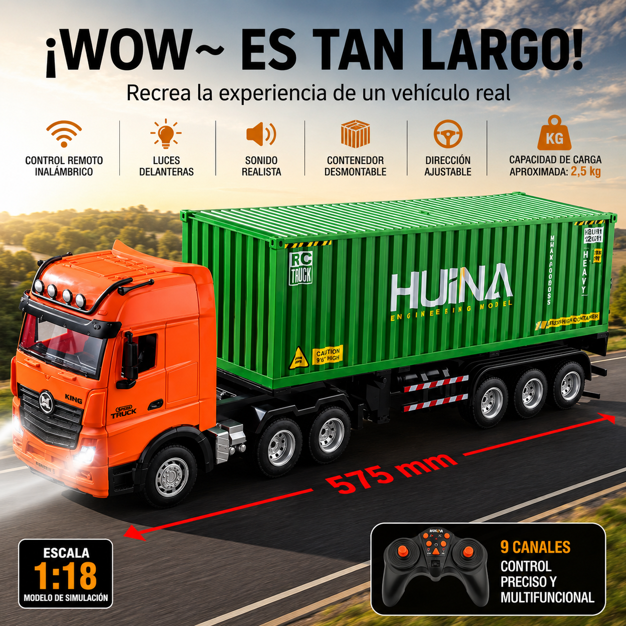Camión Portacontenedor RC Huina 1317 1:18