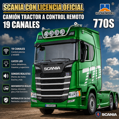 Camión Scania Verde RC Metálico Huina 1501 1:18