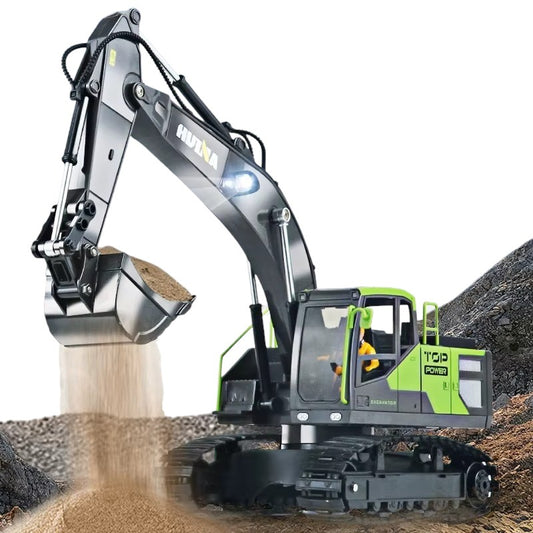 Excavadora Huina 1661 1/18 a control remoto.