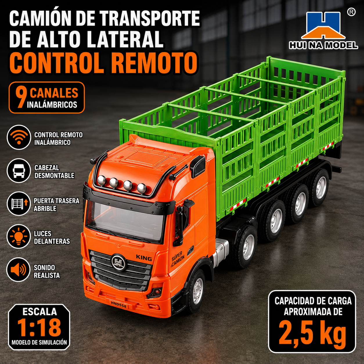 Camión RC con Semirremolque Huina 1312 1:18