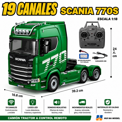 Camión Scania Verde RC Metálico Huina 1501 1:18