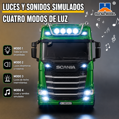Camión Scania Verde RC Metálico Huina 1501 1:18